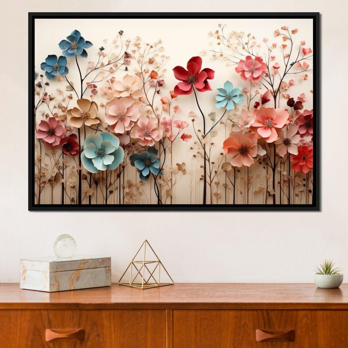 Colorful Paper Cut Wildflower Bouquet On Cream Floral Bloom Poster