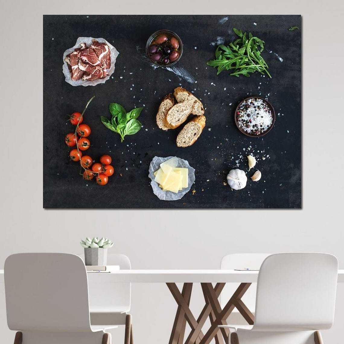 Gourmet Sandwich Ingredients Flat Lay Rustic Italian Kitchen Art Print - Image 4