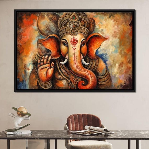 Ganesha Hand Hindu Deity Art Spiritual Decor Ganesha Home Decor Colorful Indian Cultural Wall Art For Home By Nichecanvas