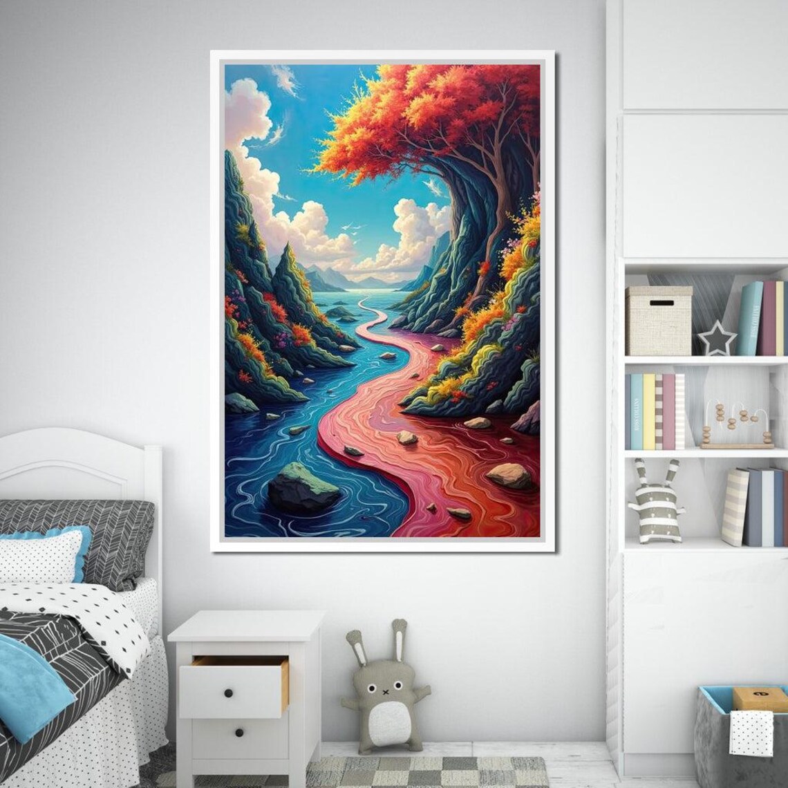 Radiant Forest And Flowing River Cole Williams Vibrant Home Decor Nature Scene Serene Wall Art By Nichecanvas - Image 2