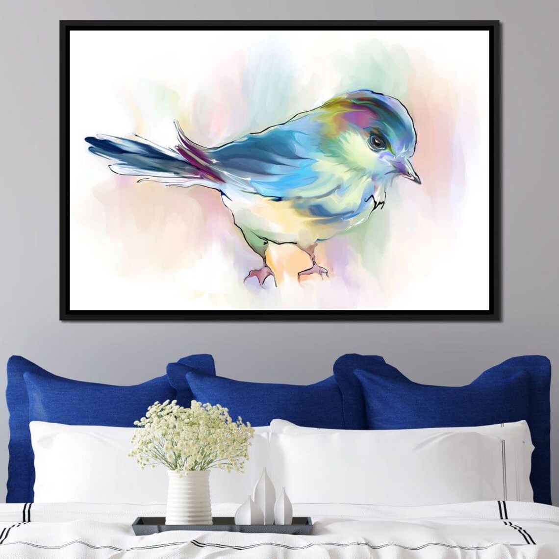 Watercolor Songbird Blue Green Pastel Bird Lover Nature Wall Art - Image 2