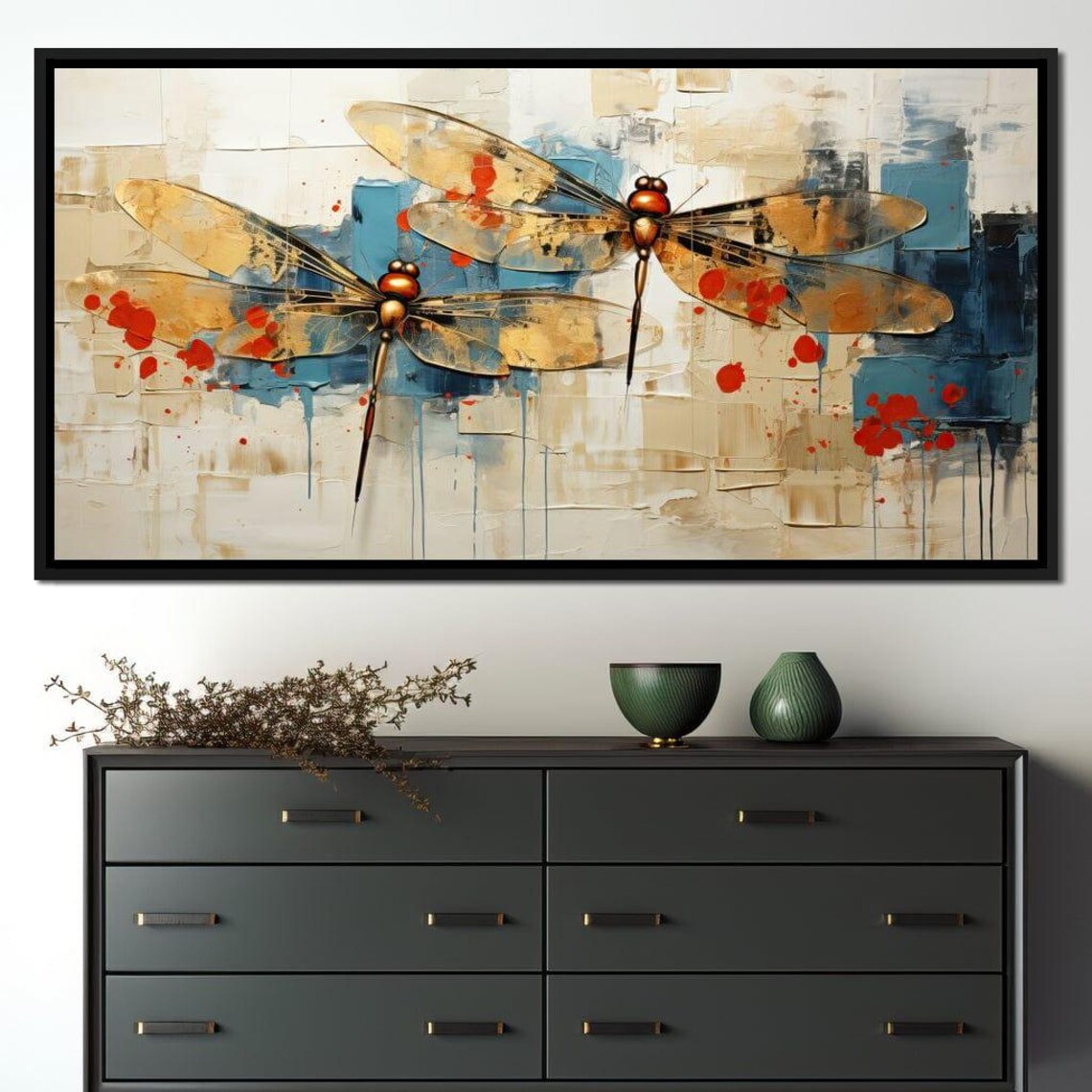 Golden Royal Geometric Dragonfly Art Print