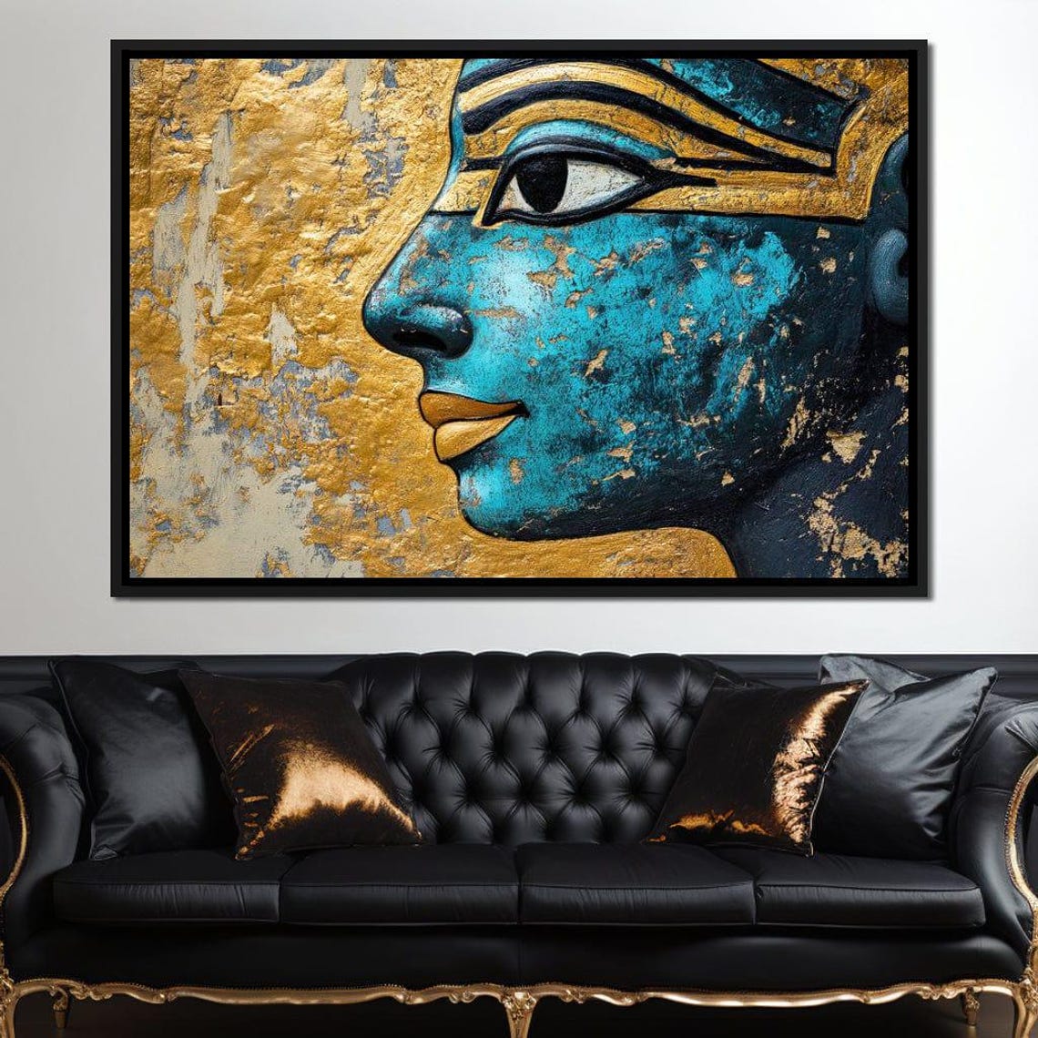Egyptian Pharaoh Turquoise Gold Profile Ancient Egypt Wall Art Print - Image 4
