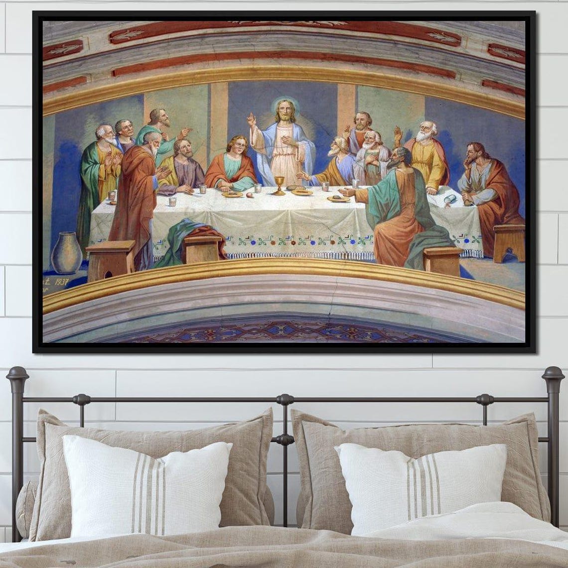 Last Supper Fresco Jesus Apostles Church Biblical Scene Art Poster
