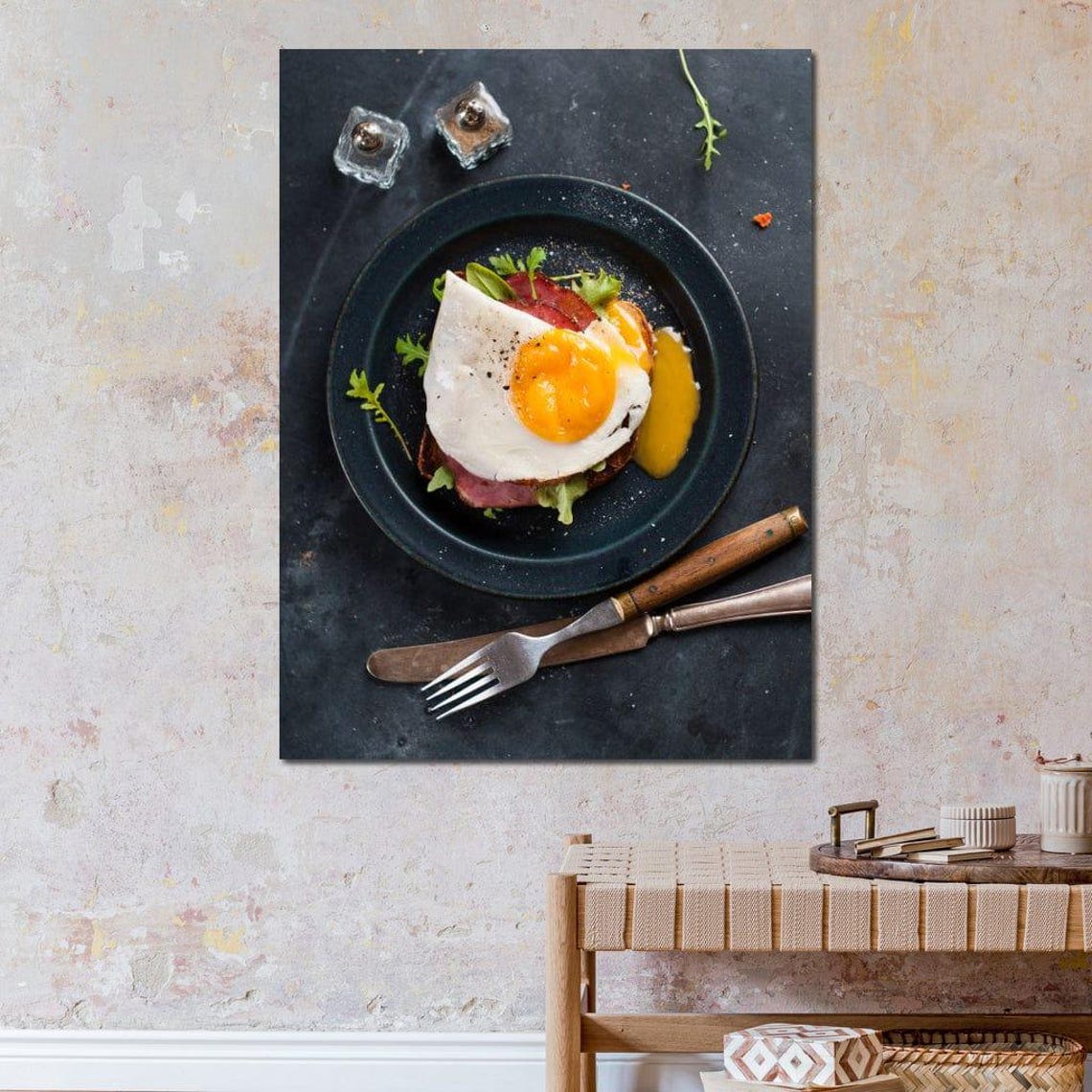 Sunny Side Egg Breakfast Food Photography Rustic Kitchen Art - Image 3