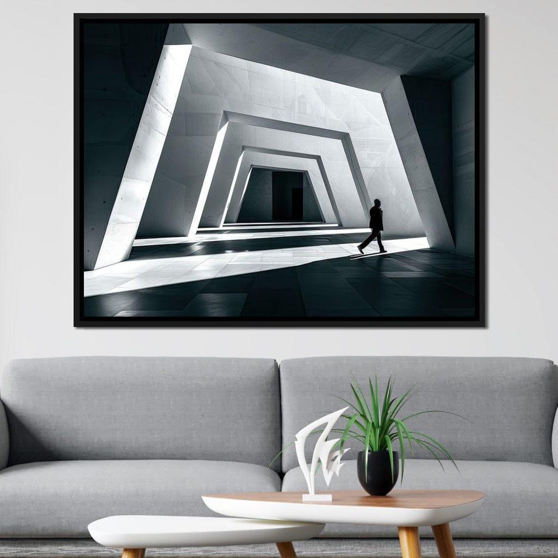 Geometric Passage Of Solitude Modern Geometric Art Minimalist Black White Home Decor Architectural By Nichecanvas - Image 4