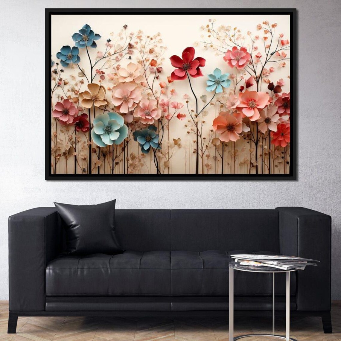 Colorful Paper Cut Wildflower Bouquet On Cream Floral Bloom Poster - Image 3