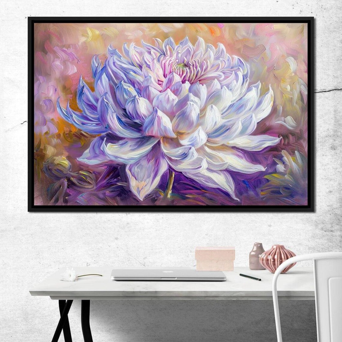 Lavender Bloom Giant Purple White Dahlia Flower Oil Painting Poster - Image 4