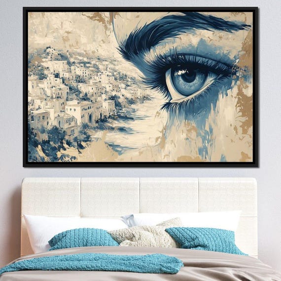 Eye Of The Mountains Majesty Tanni Cylon Majestic Eye Art Mountain View Home Decor Unique Blue Beige Wall Art By Nichecanvas