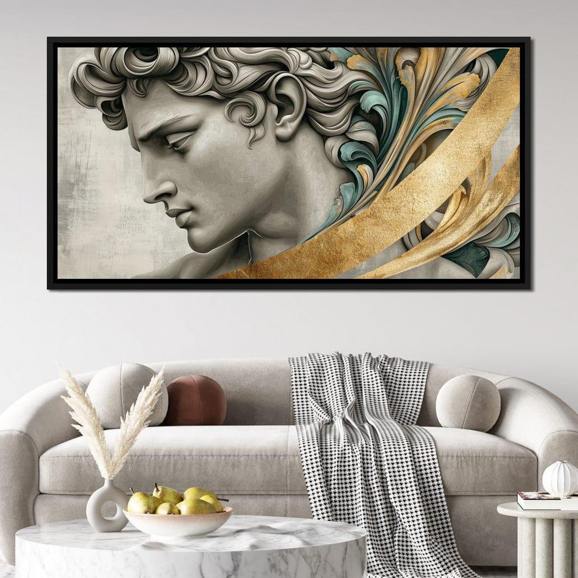 Classical Statue Profile Gold Leaf Modern Greek Sculpture Wall Art