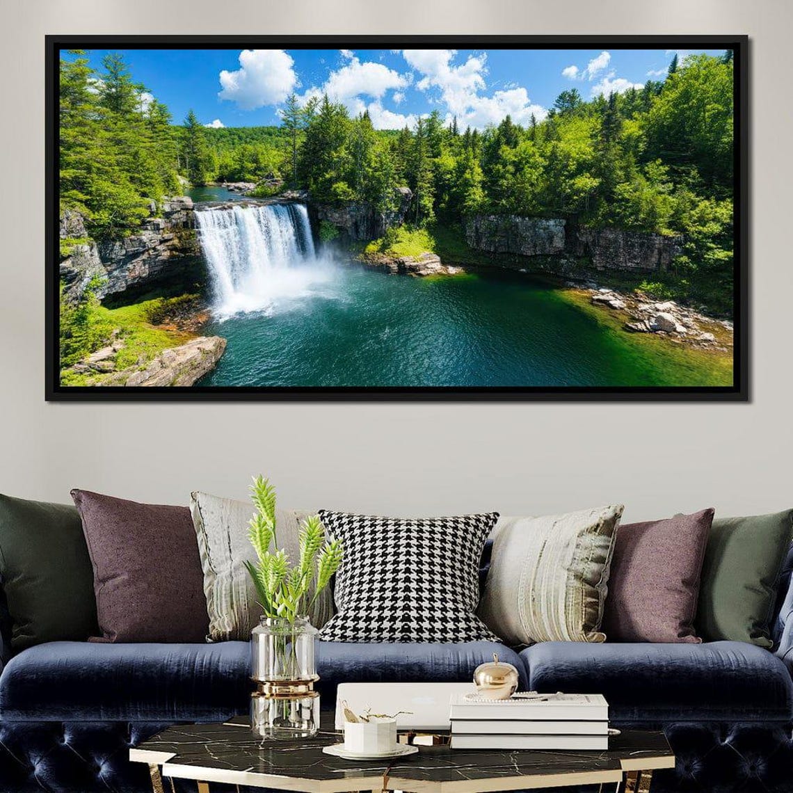 Emerald Forest Waterfall Cascading Into A Turquoise Pool Nature Poster