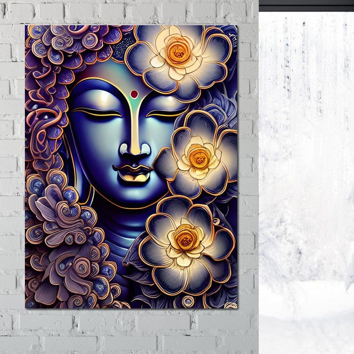 Buddha Flowers Wall Art Print - Image 2