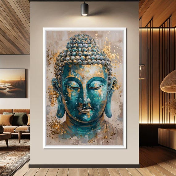 Golden Radiance Of Harmony Buddha Wall Art Zen Home Decor Serenity Artwork Vibrant Colors Spiritual Balance Art By Nichecanvas
