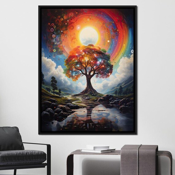 Spectrum Arbor Dreamland Vibrant Nature Abstract Art Colorful Tree Dreamy Landscape Ethereal Cosmic Decor By Nichecanvas