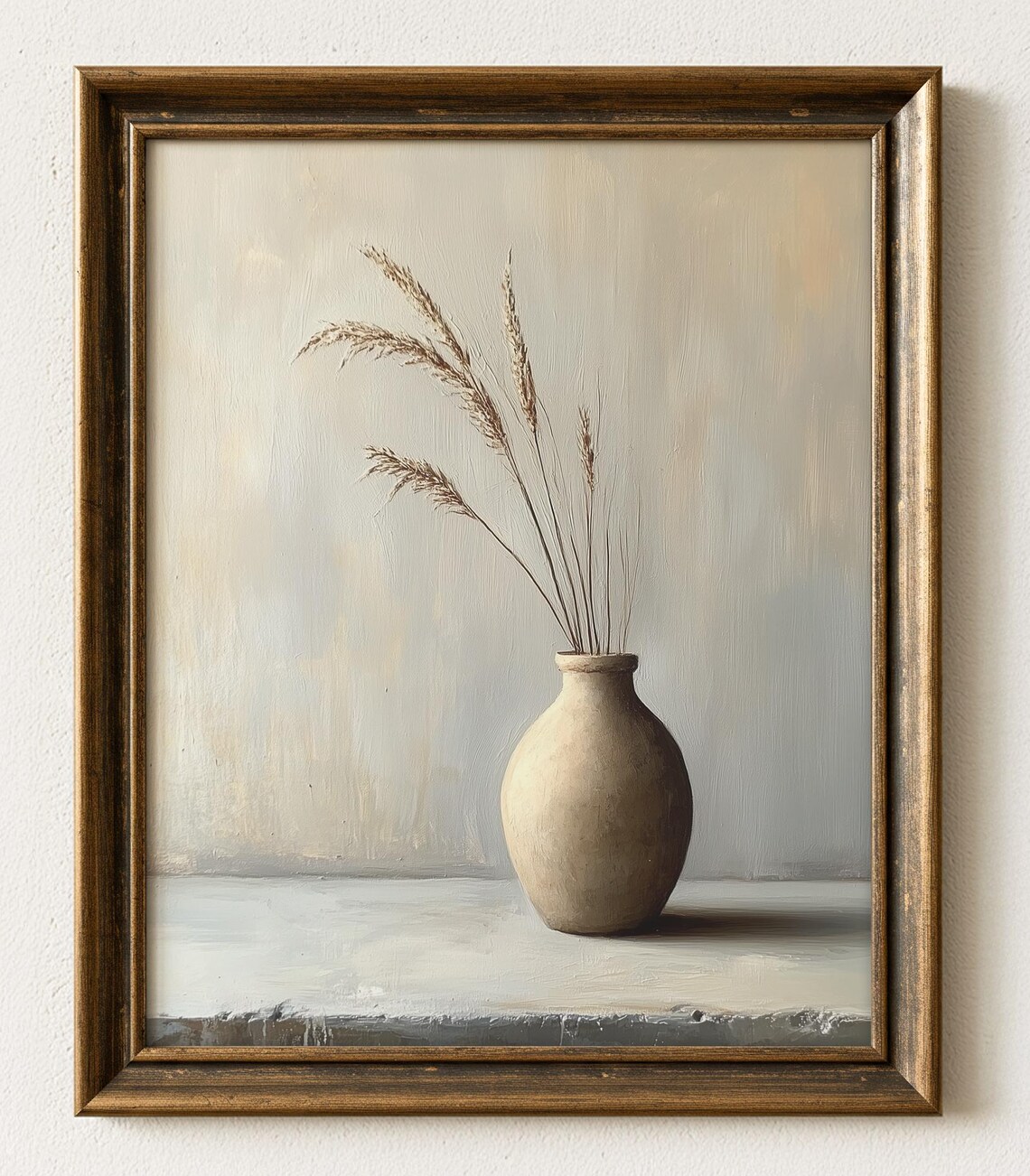 Rustic Clay Vase Autumn Leaves Still Life, Art Print