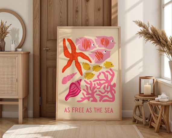 Free The Sea Whimsical Ocean Art Print, Nursery Decor