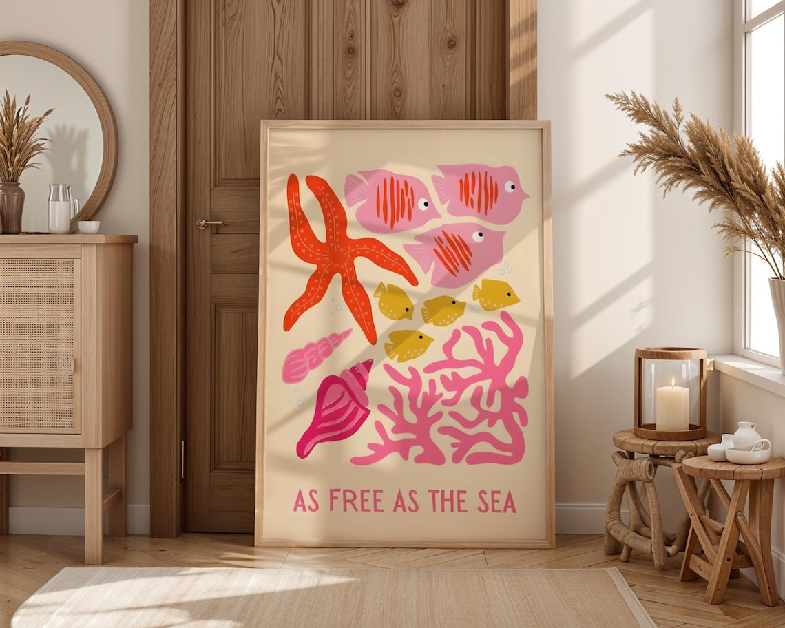 Free The Sea Whimsical Ocean Art Print, Nursery Decor