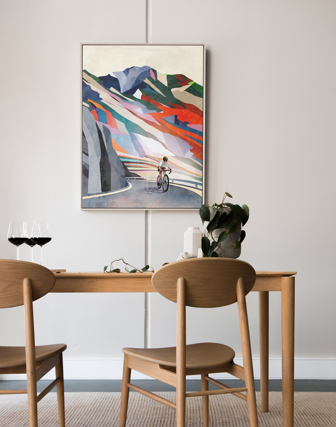 Cycling Print Mountain Climb Woman Cyclist Art Print - Image 2