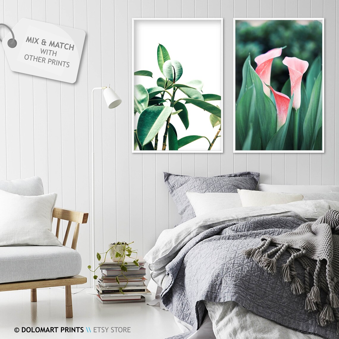 Pink Calla Lilies Among Green Leaves Floral Photography Poster - Image 2