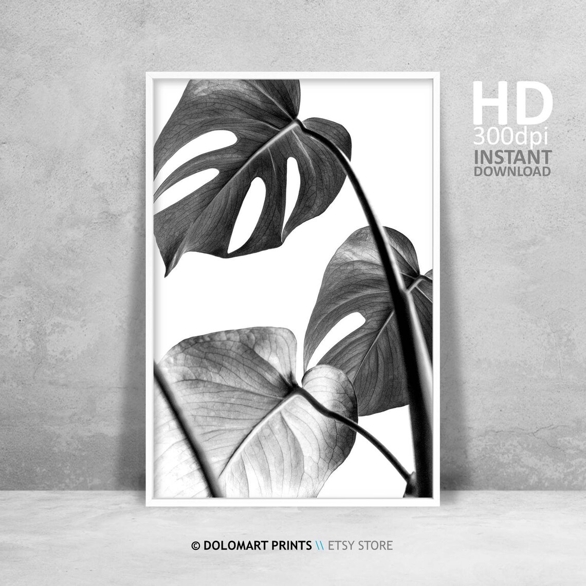 Monstera Deliciosa Leaf Print, Modern Botanical Art Print