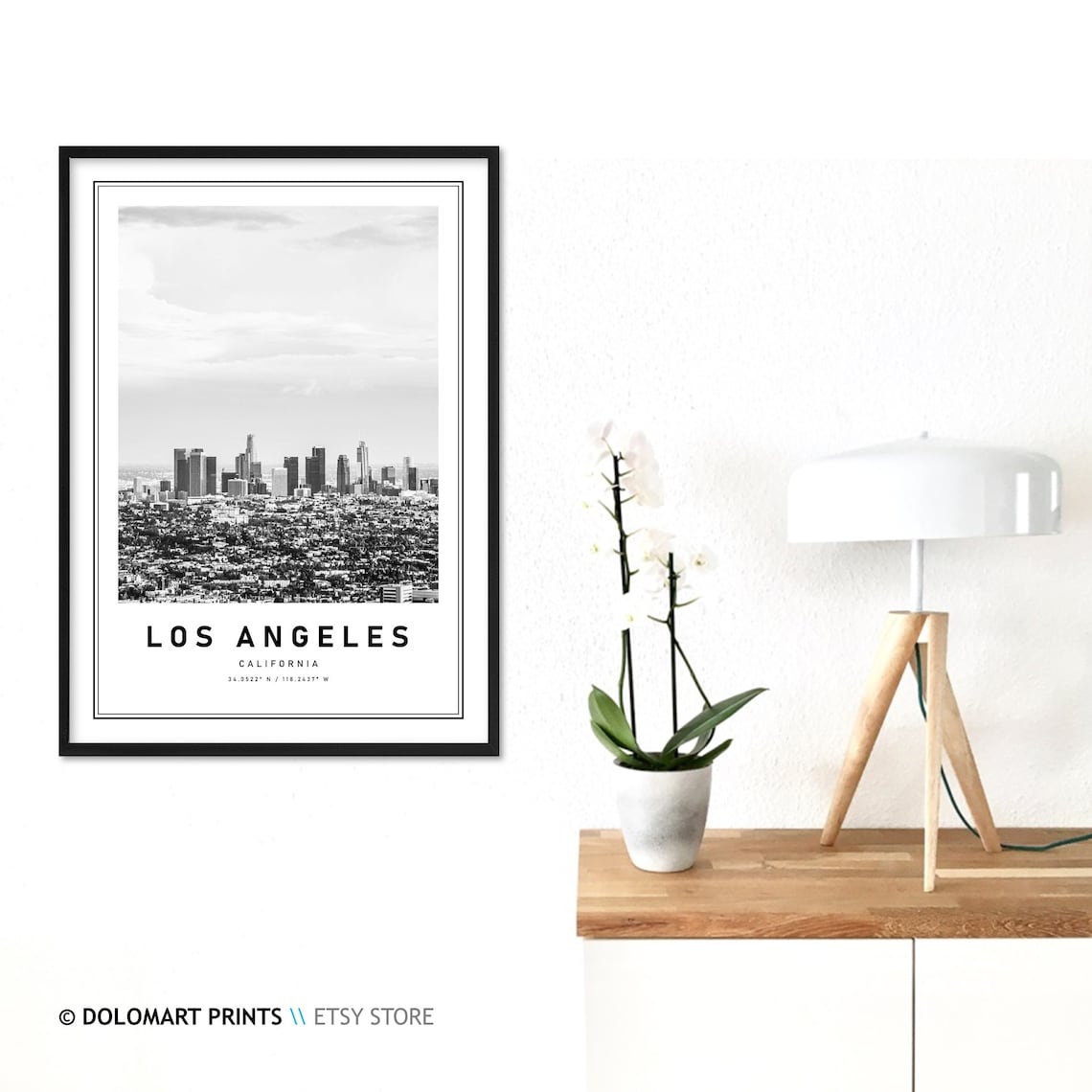 Los Angeles Black and White Coordinates Travel Poster - Image 3