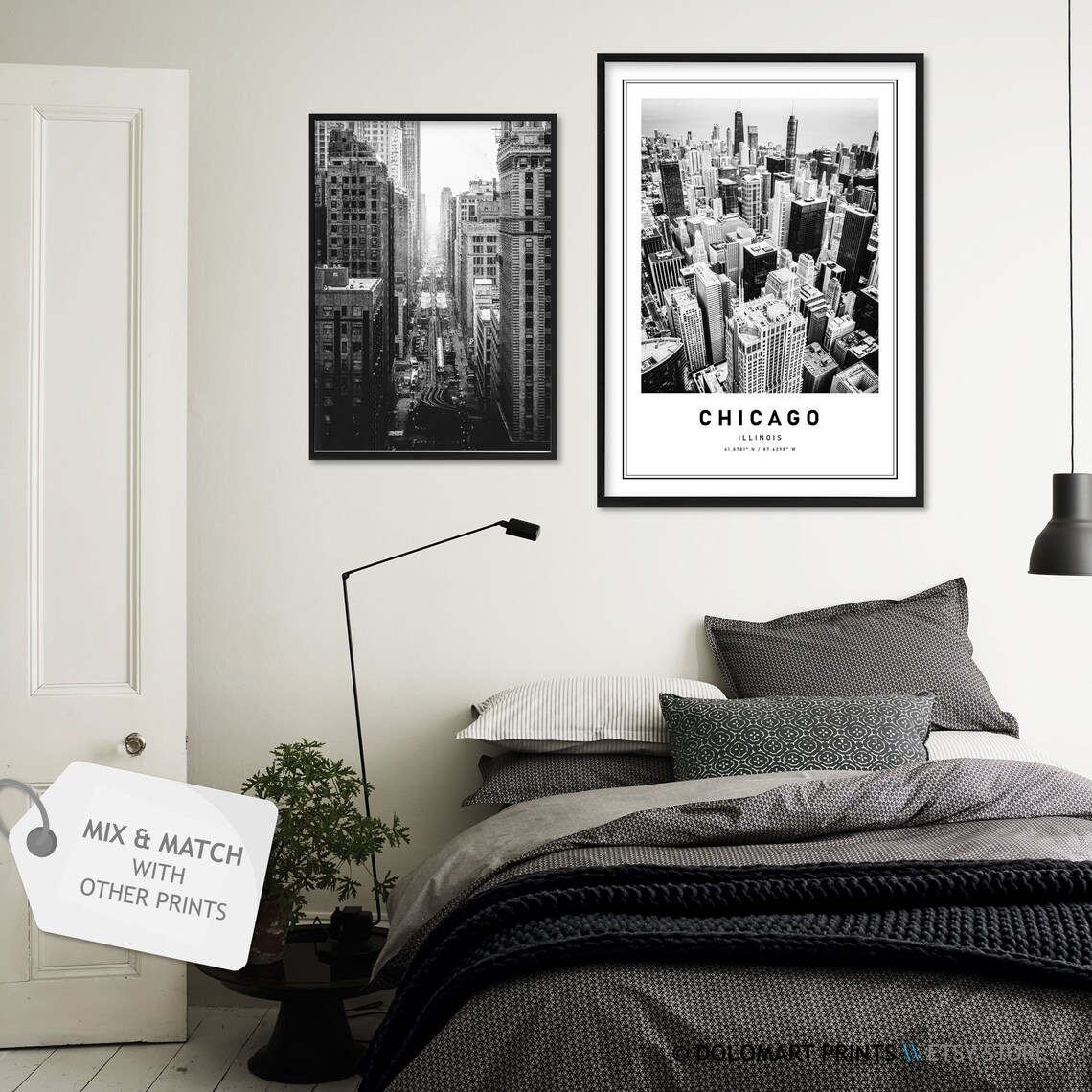 Chicago Illinois Skyline Art Print, Black and White - Image 2