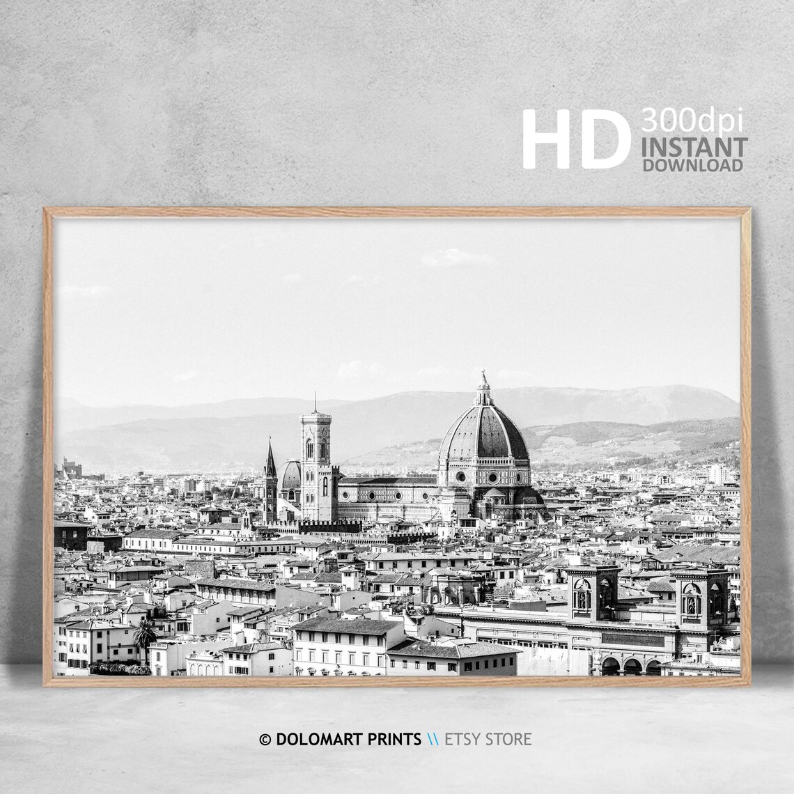 Florence Black and White Skyline Travel Poster - Image 4