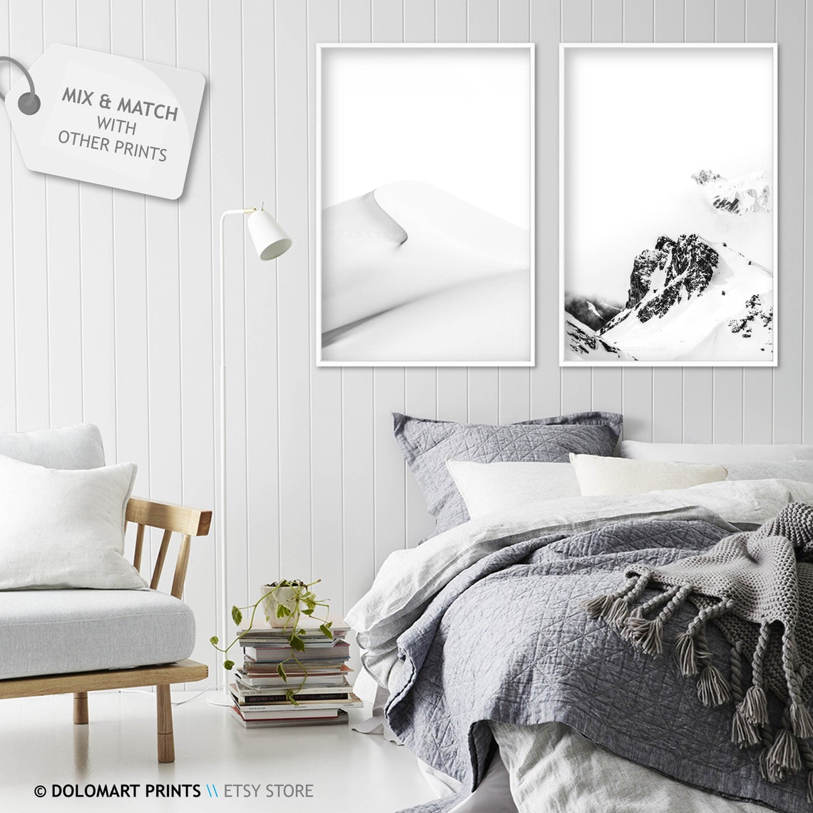 White Sand Dune Minimalist Black And White Desert Photography Poster - Image 2