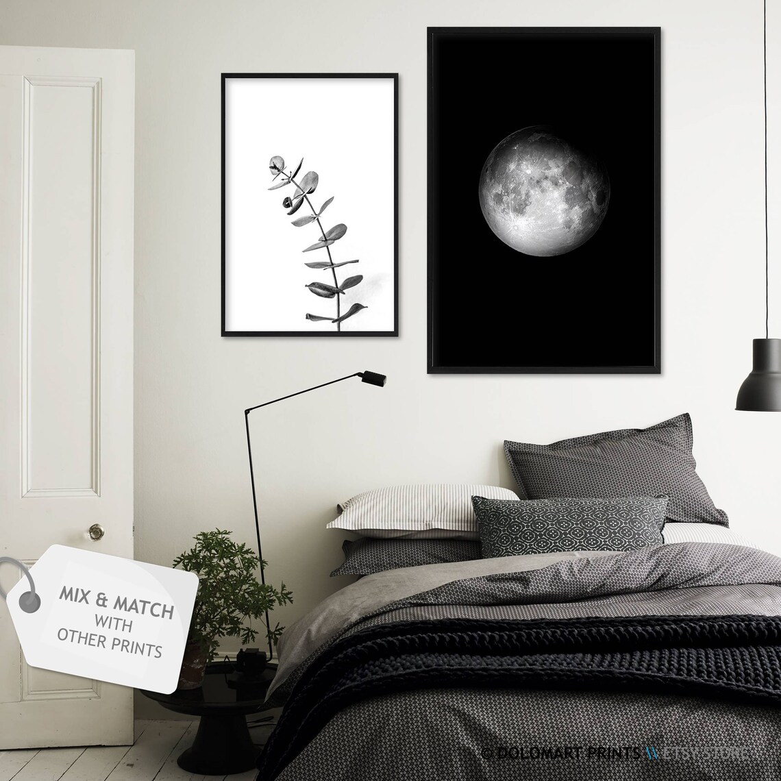 Moon Wall Art Night Sky Full Moon Boho Poster - Image 2