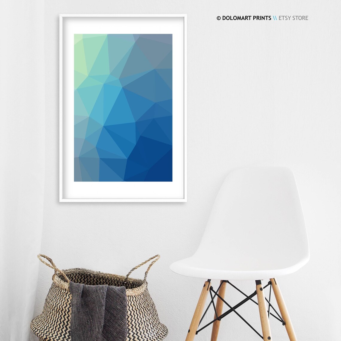 Modern Geometric Abstract Art Print, Blue Geometric - Image 3