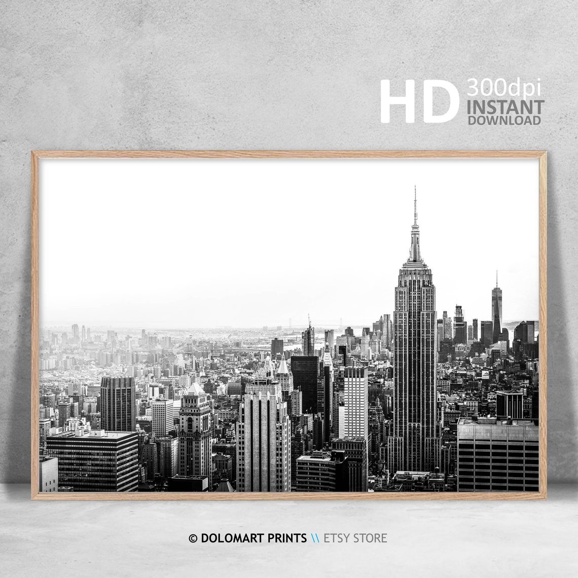 New York City Skyline Empire State Building Black White Poster - Image 4