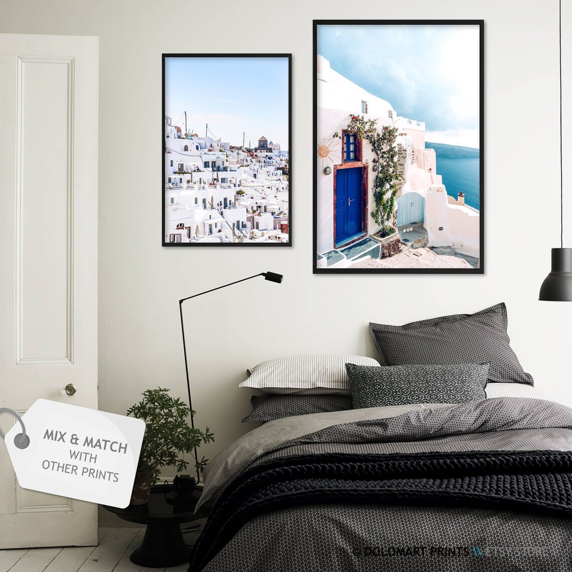 Santorini Whitewashed Village Greek Island Townscape Travel Poster - Image 2