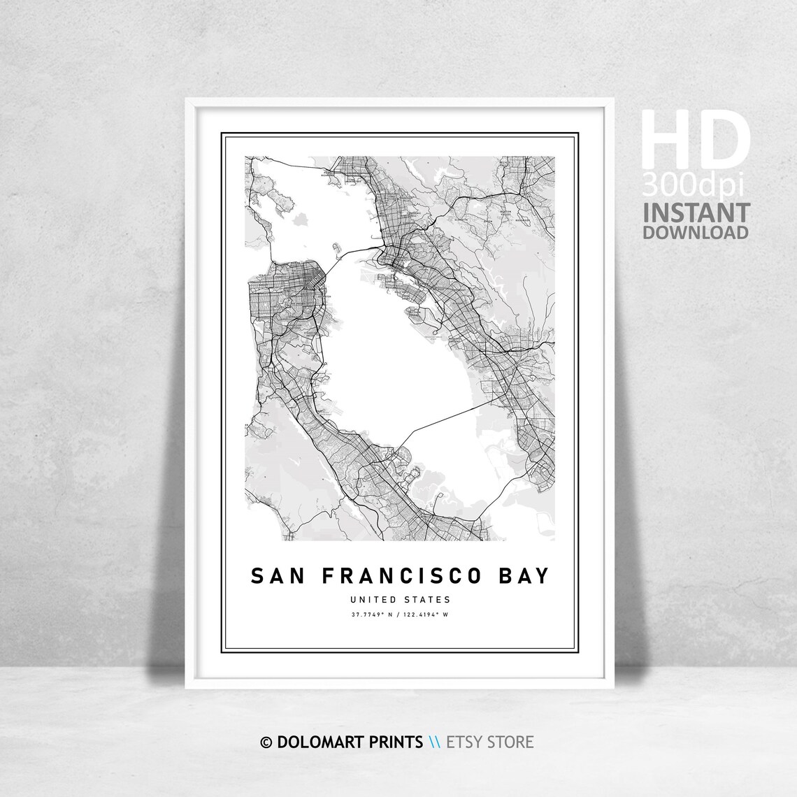 San Francisco Bay Area Map Poster, California