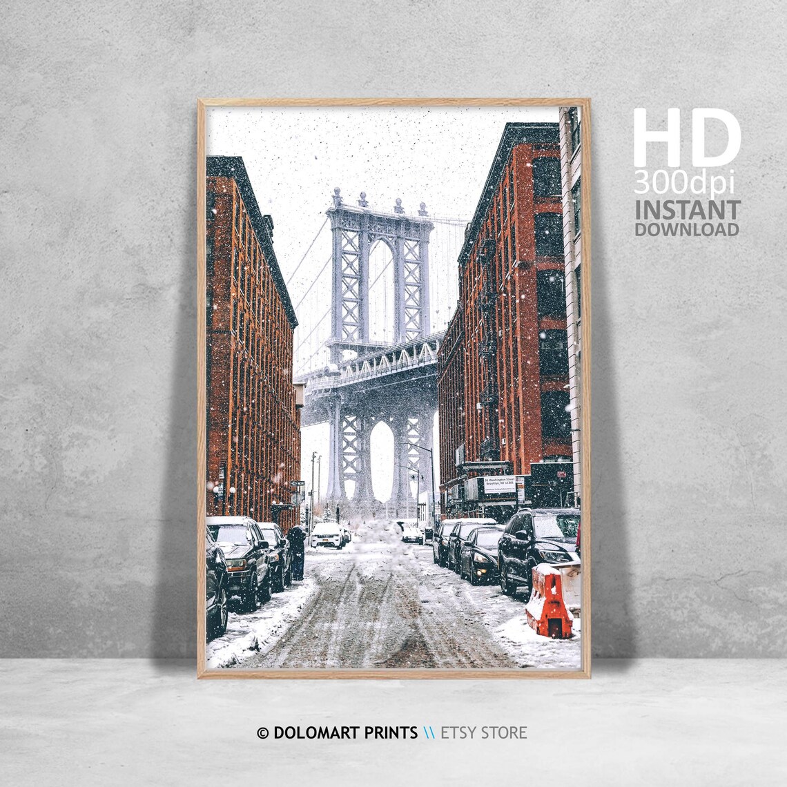 Manhattan Bridge Washington Street Snowy Brooklyn Winter Poster - Image 4