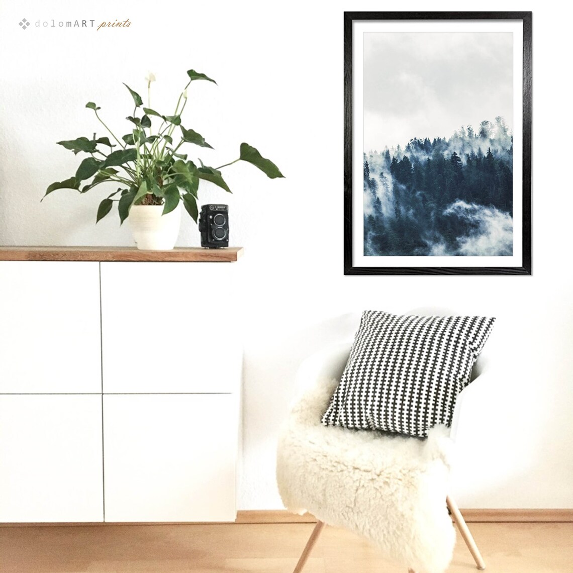 Modern Minimal Nordic Forest Landscape Art Print - Image 2