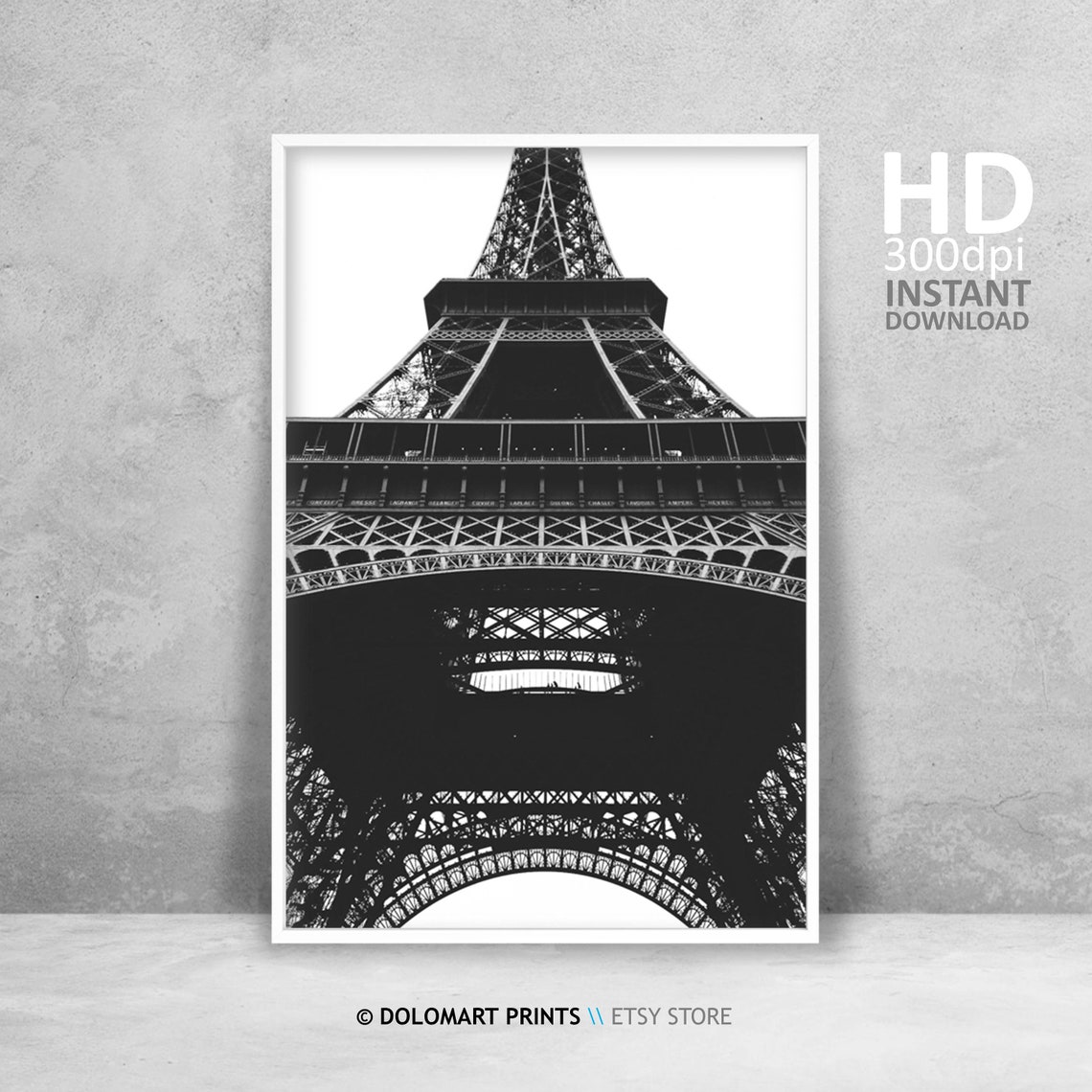 Eiffel Tower Looking Up Black And White Paris Landmark Poster