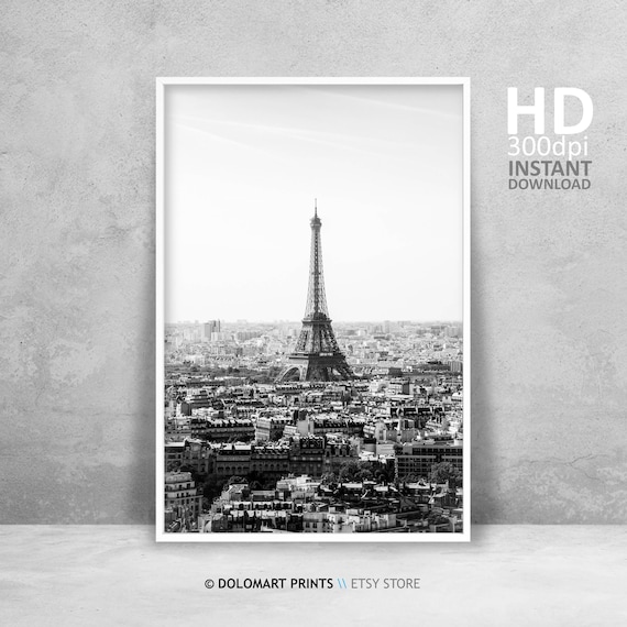 Paris Eiffel Tower Black and White Travel Poster