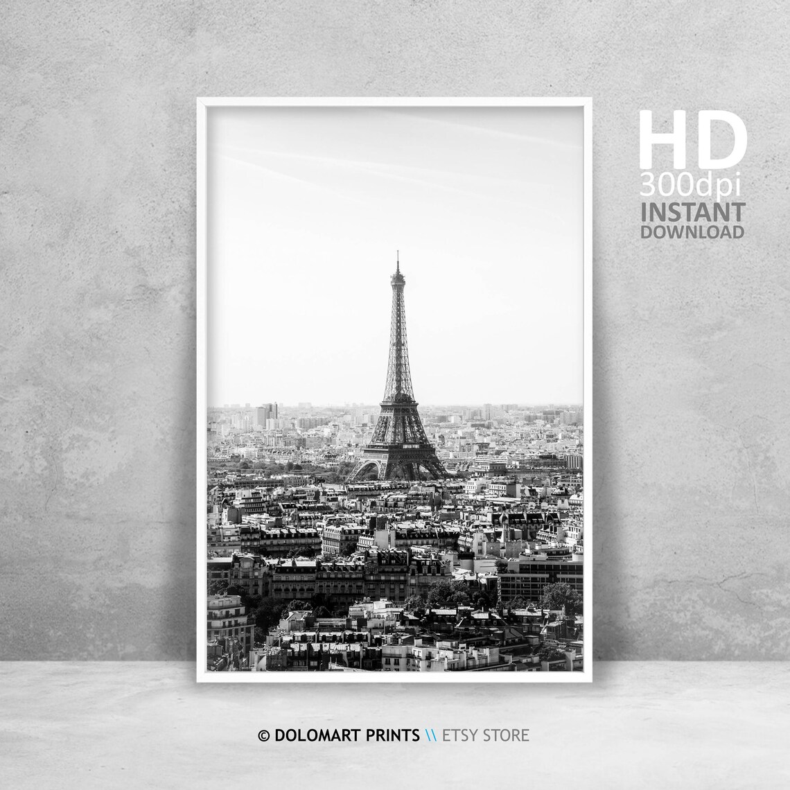 Paris Eiffel Tower Black and White Travel Poster