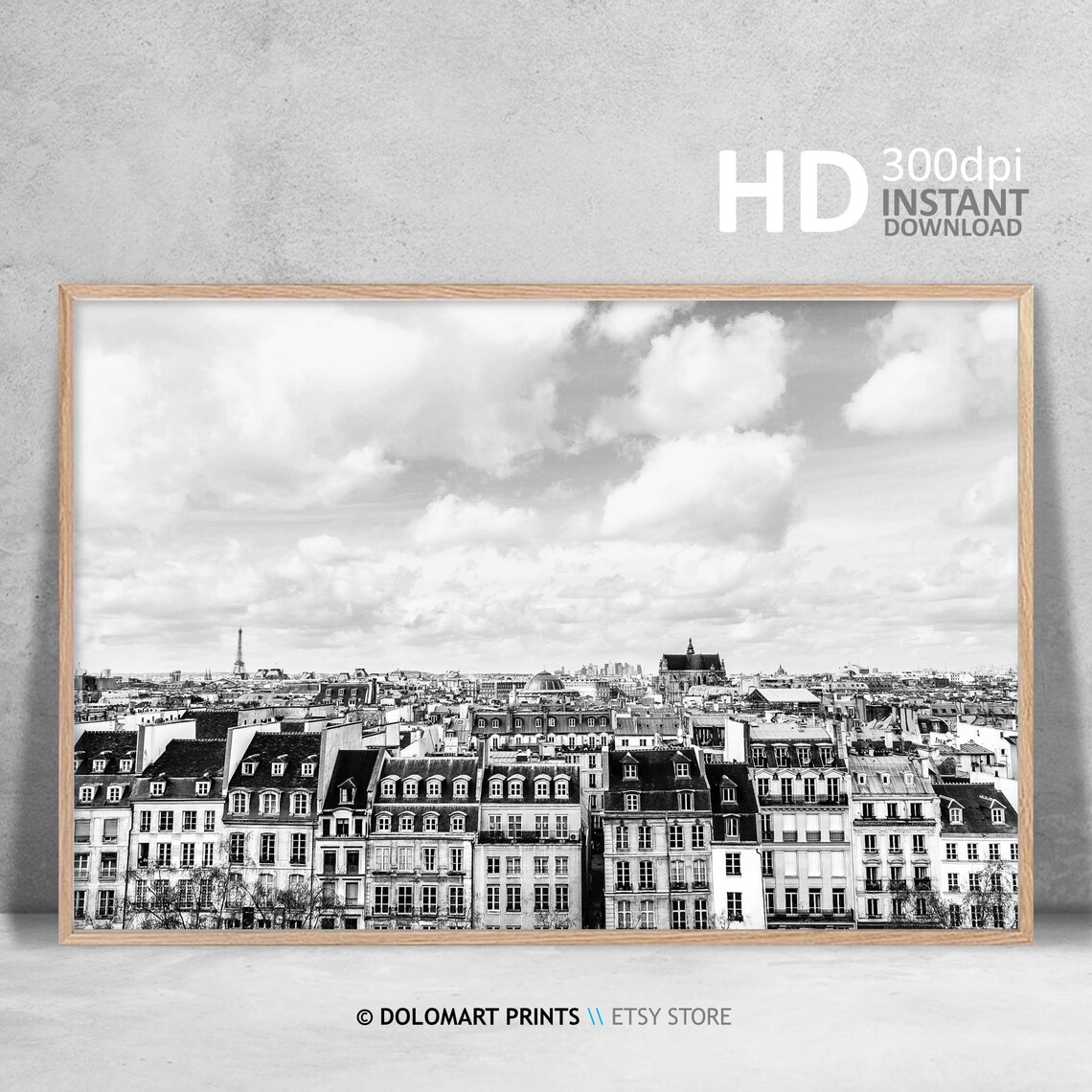 Paris Black and White Skyline Travel Poster, France - Image 4