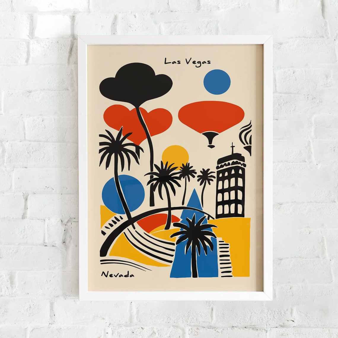 Las Vegas Nevada Retro Abstract Palm Tree Vintage Travel Art Poster