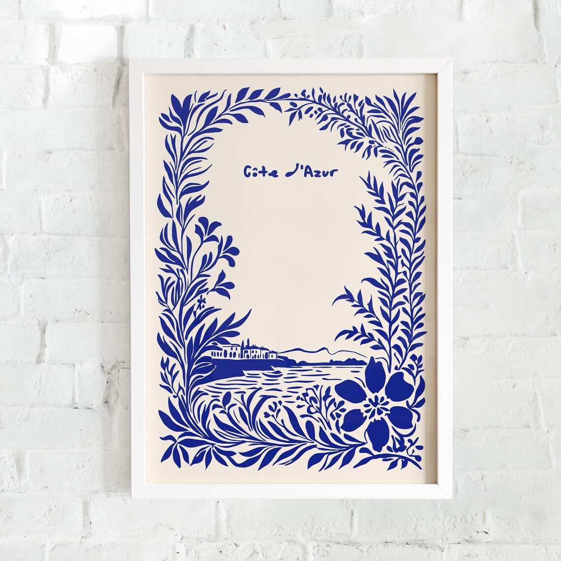 Cte Dazur Coastal Travel Poster French Riviera Art Print Nautical Wall Art Indigo Blue Wall Art Landscape Poster Airbnb Decoration