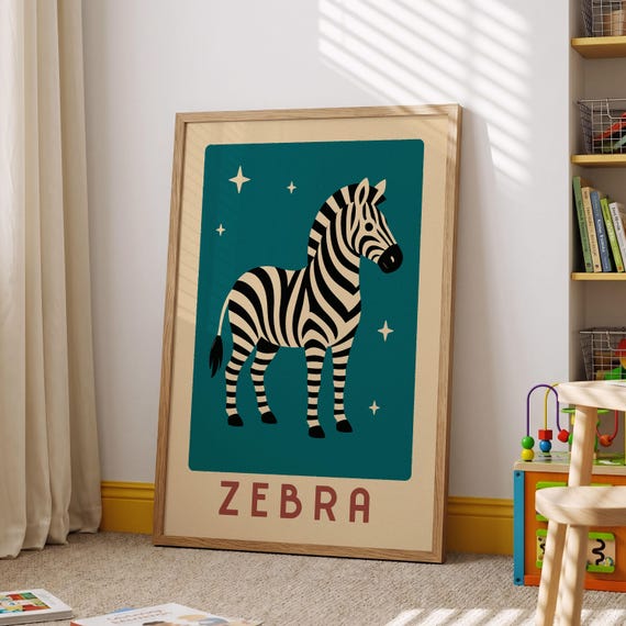 Zebra Print Safari Nursery Wall Art Trendy Kids Decor