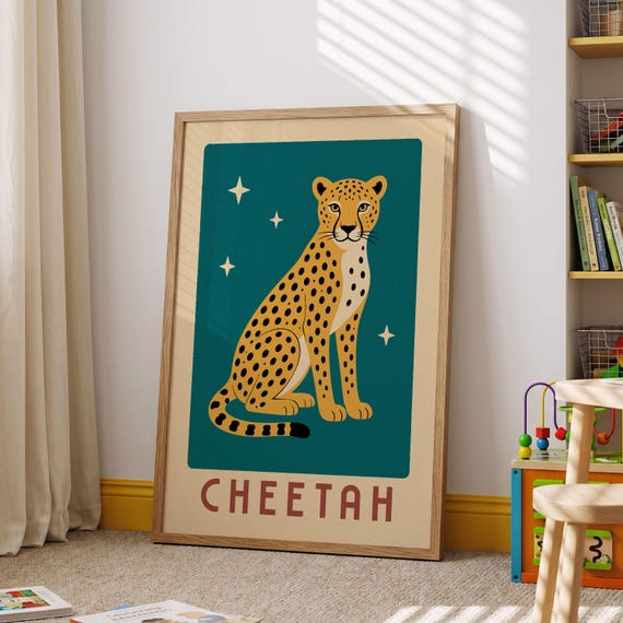 Cheetah Print Safari Nursery Wall Art Trendy Kids Decor