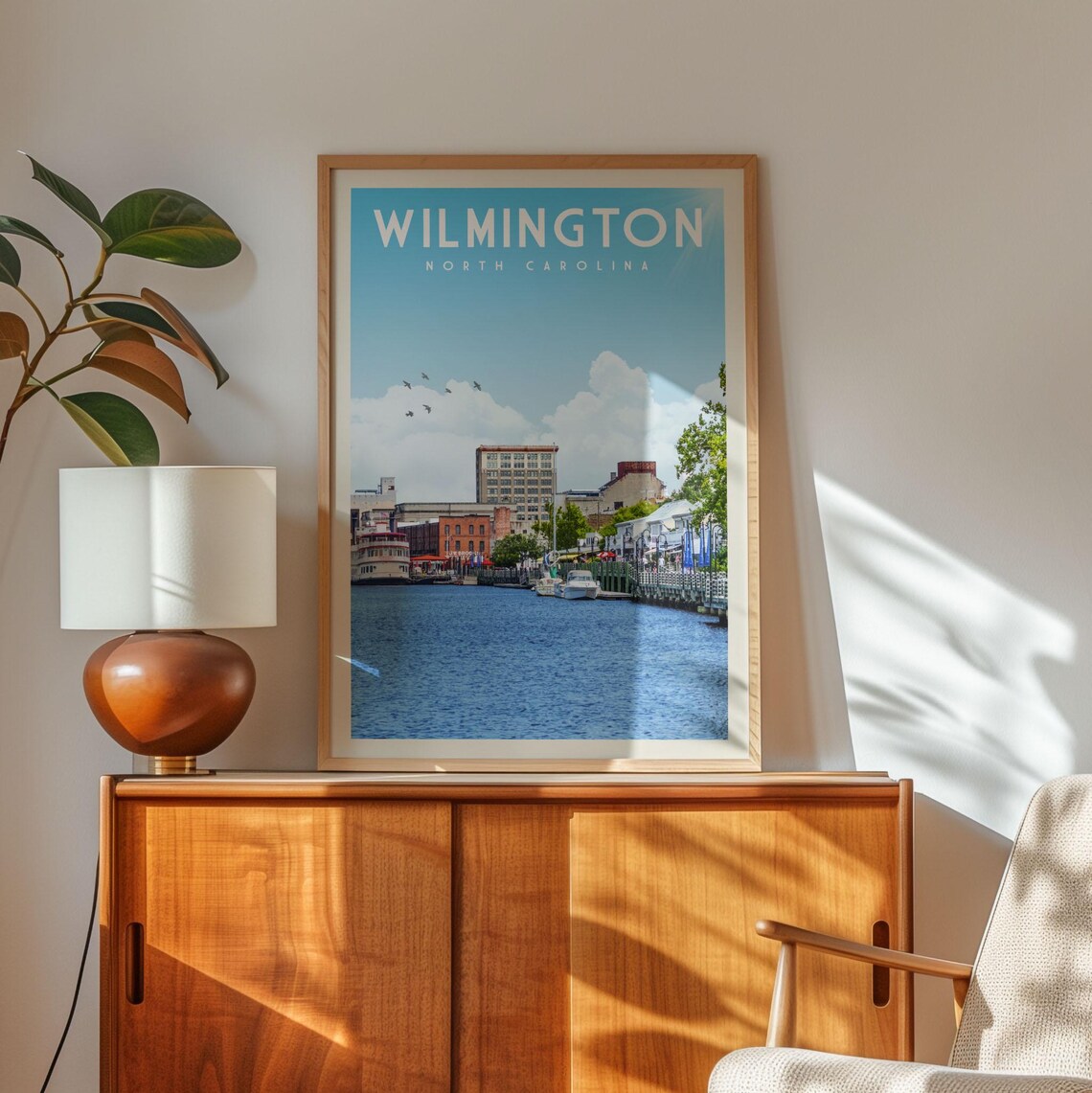 Wilmington Travel Poster, North Carolina Riverwalk