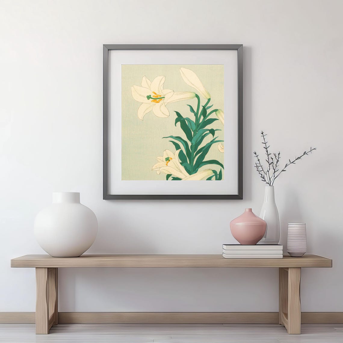 White Lilies Vintage Japanese Botanical Floral Elegant Wall Art Poster - Image 6