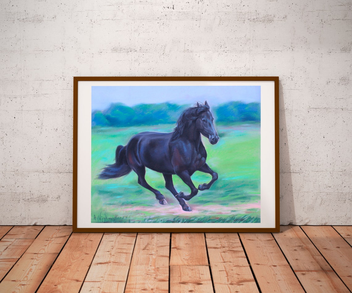 Horse Print Original Painting Animal Painting Handmade Horse Poster Fine Art Print Family Gift White Horse Wall Decoration Animal Print