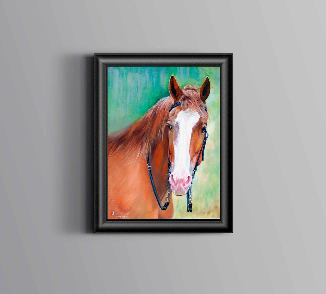 Horse Print Original Painting Animal Painting Handmade Horse Poster Fine Art Print Family Gift White Horse Wall Decoration Animal Print