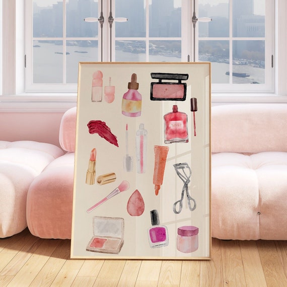 Bedroom Decor For Teens Pink Girly Wall Art Preppy Room Decor Aesthetic Poster Cute Apartment Decor Pink Aesthetic Poster Makeup Room Decor