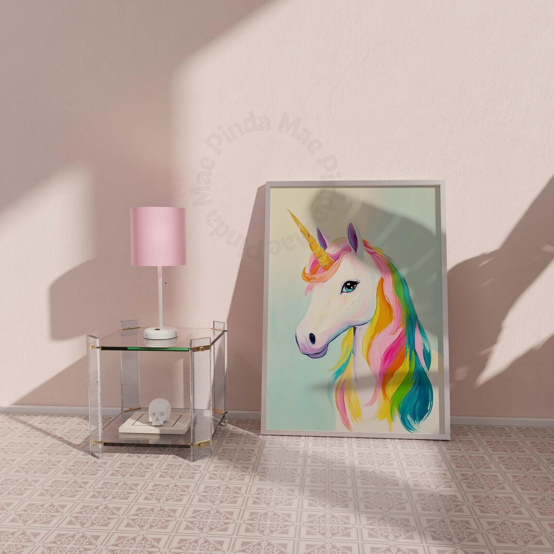 Unicorn Wall Art Pastel Nursery Decor Colorful Kids Room Print Pink Girls Room Decor Whimsical Fantasy Wall Art Trendy Wall Art Cute - Image 2