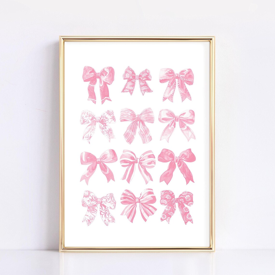 Pink Watercolor Bow Coquette Aesthetic Teen Girl Bedroom Poster